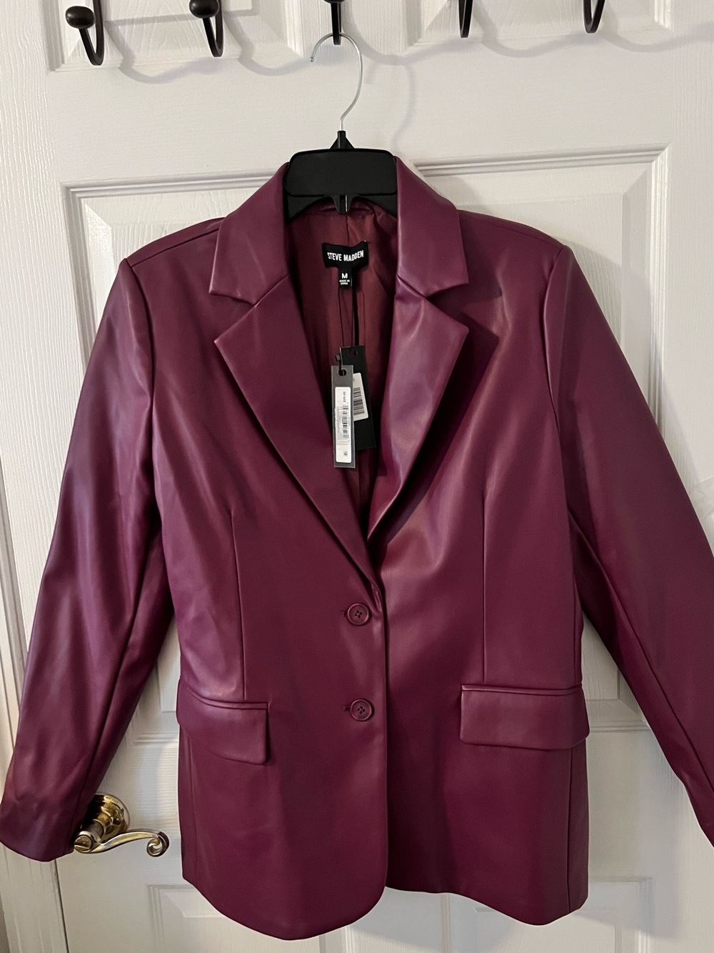 Steve Madden Burgundy Faux Leather Blazer